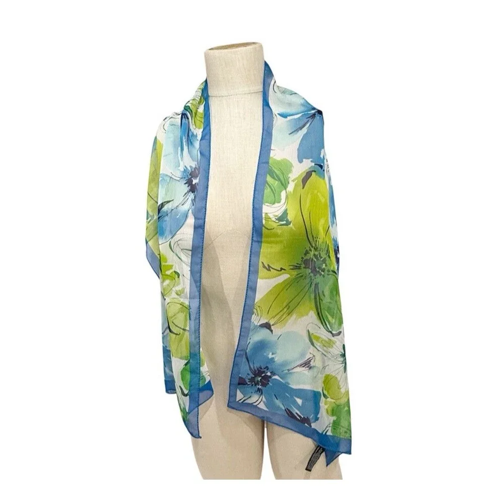 Women Vintage Floral Rectangle Scarf 56” x13”